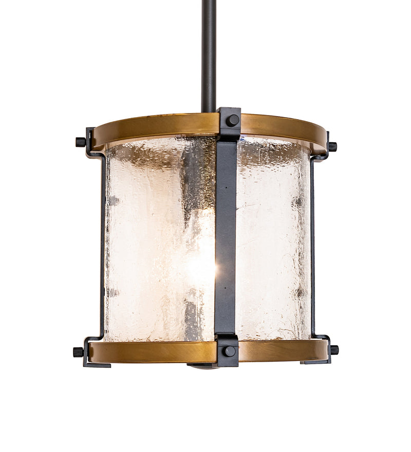 Meyda Tiffany 277742 One Light Mini Pendant, Black Satin Wrought Iron & Brass
