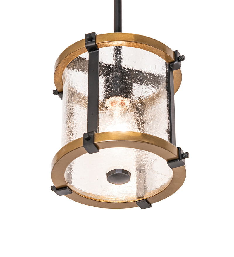 Meyda Tiffany 277742 One Light Mini Pendant, Black Satin Wrought Iron & Brass