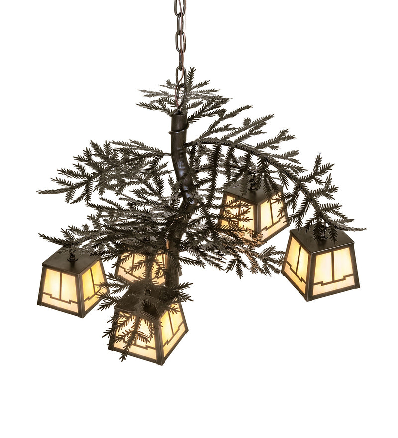 Meyda Tiffany 279812 Five Light Chandelier, Craftsman Brown