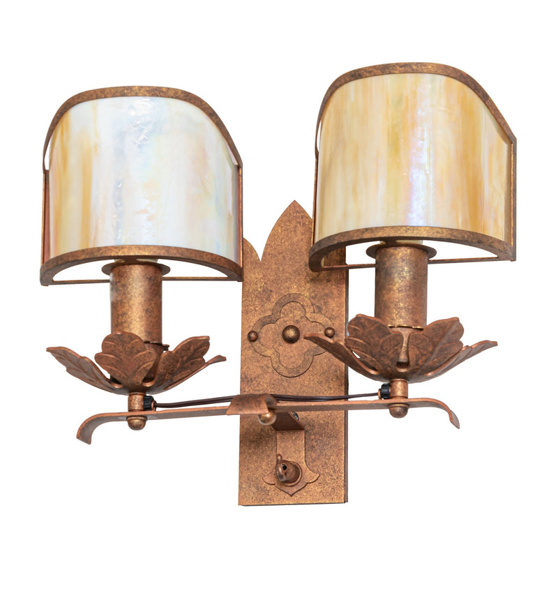 Meyda Tiffany 281492 Two Light Wall Sconce, Autumn Leaf