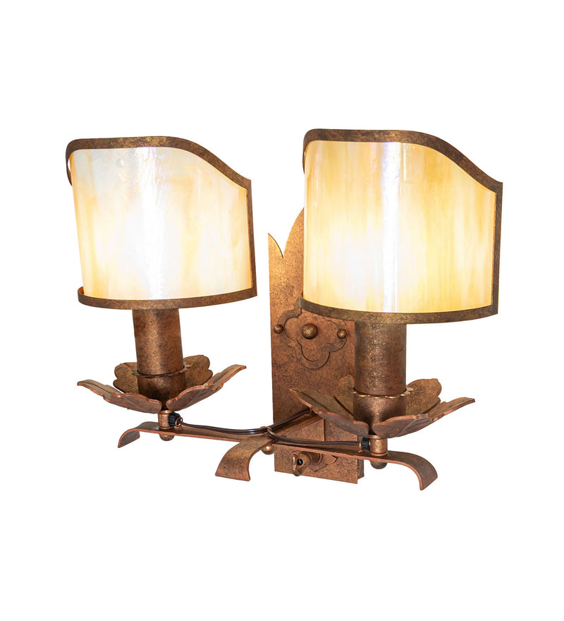 Meyda Tiffany 281492 Two Light Wall Sconce, Autumn Leaf