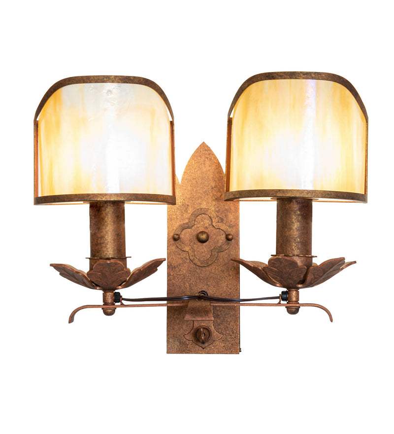 Meyda Tiffany 281492 Two Light Wall Sconce, Autumn Leaf