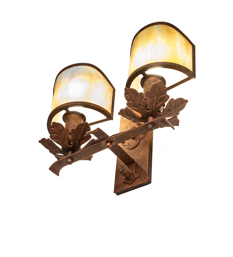 Meyda Tiffany 281492 Two Light Wall Sconce, Autumn Leaf