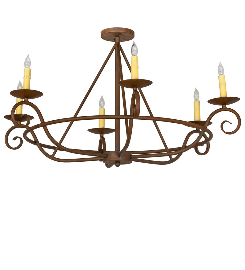 Meyda Tiffany 281553 Six Light Semi-Flushmount, Rustic Iron