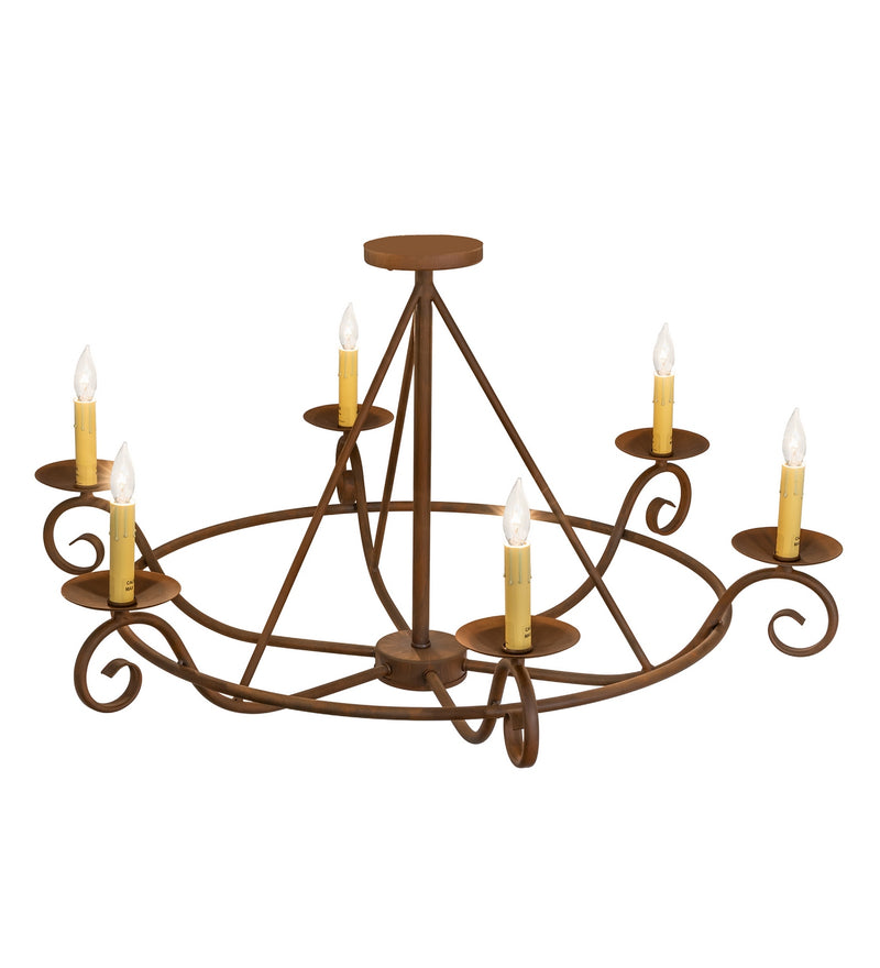 Meyda Tiffany 281553 Six Light Semi-Flushmount, Rustic Iron