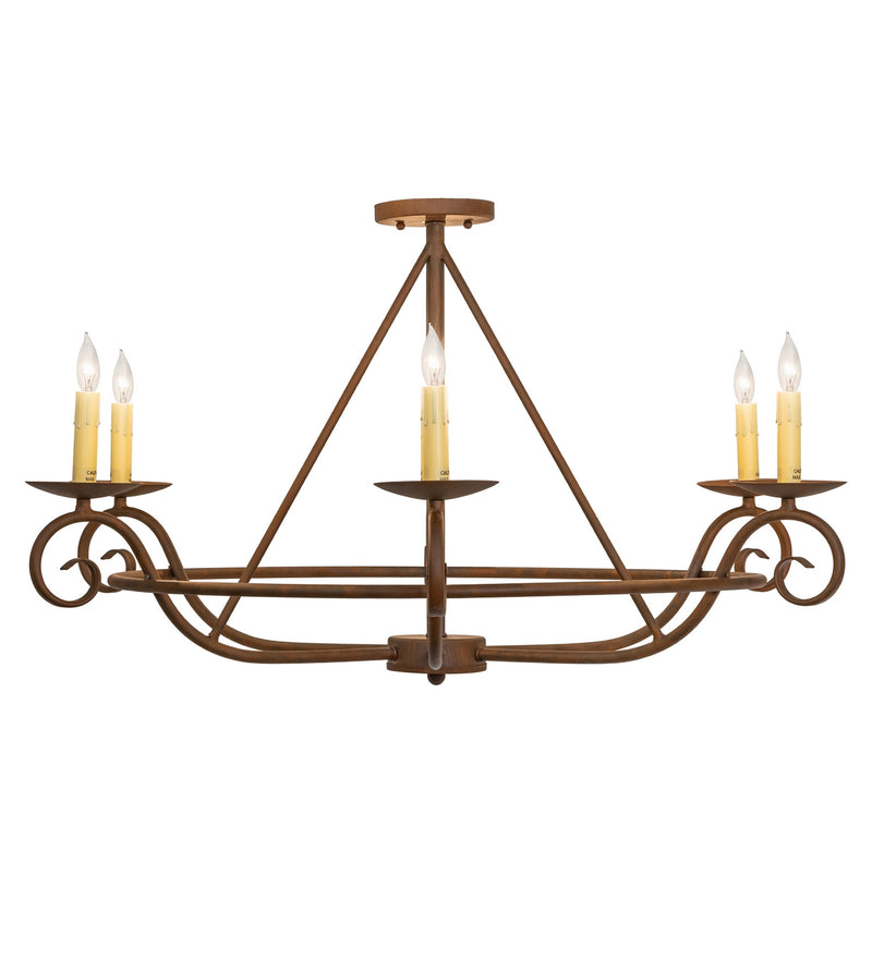 Meyda Tiffany 281553 Six Light Semi-Flushmount, Rustic Iron