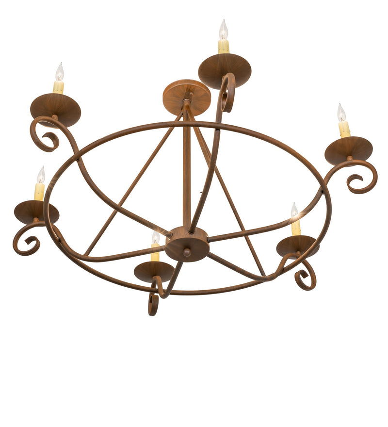 Meyda Tiffany 281553 Six Light Semi-Flushmount, Rustic Iron