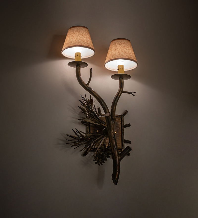 Meyda Tiffany 283594 Two Light Wall Sconce, Light Burnished Antique Copper