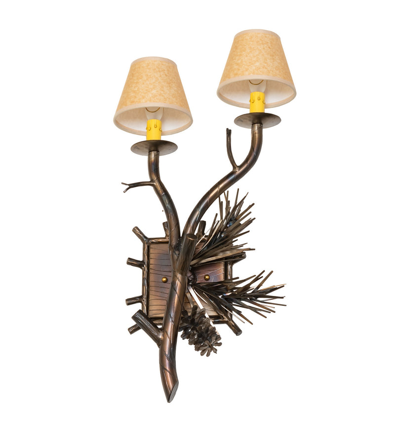 Meyda Tiffany 283595 Two Light Wall Sconce, Light Burnished Antique Copper