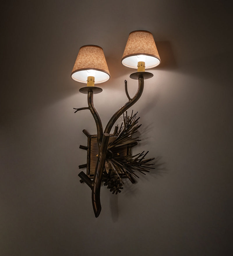 Meyda Tiffany 283595 Two Light Wall Sconce, Light Burnished Antique Copper