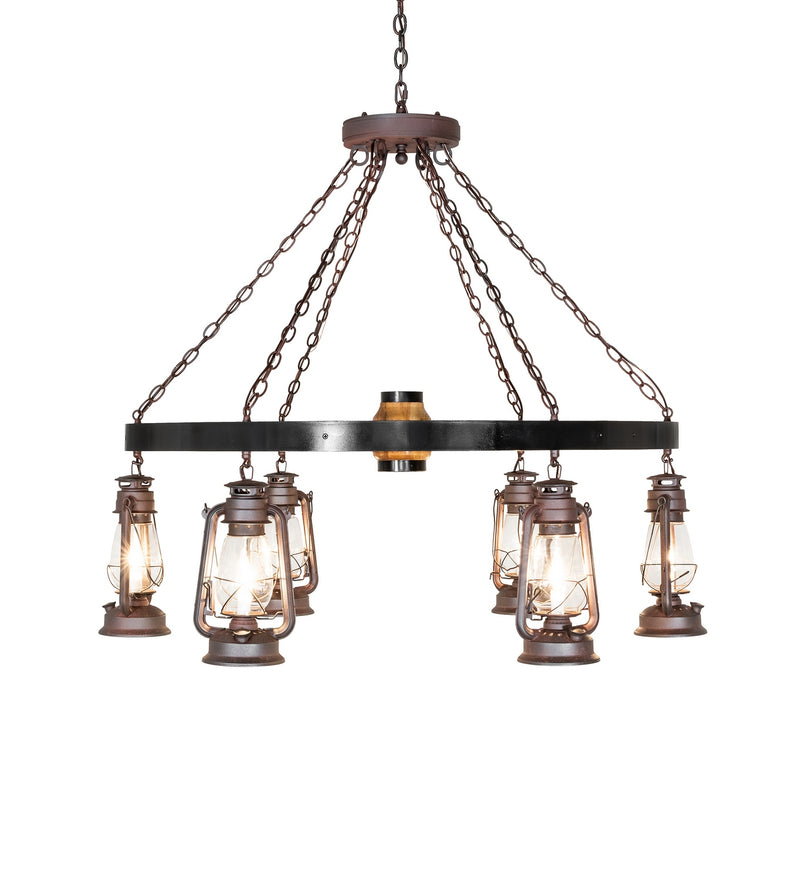 Meyda Tiffany 283643 Six Light Chandelier, Uncle Julio Distressed Wrought Iron