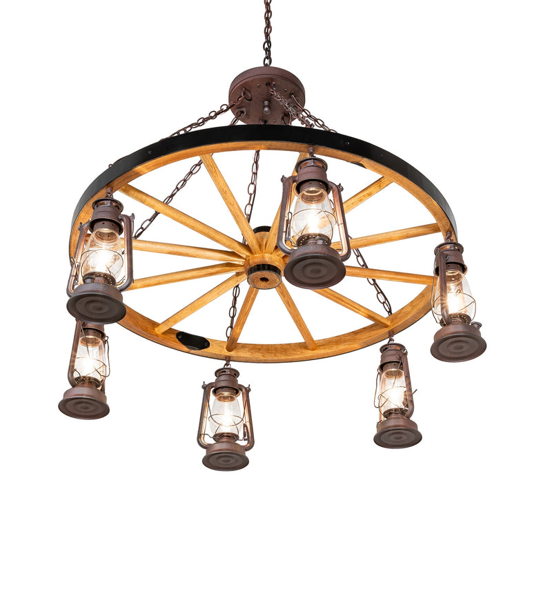 Meyda Tiffany 283643 Six Light Chandelier, Uncle Julio Distressed Wrought Iron