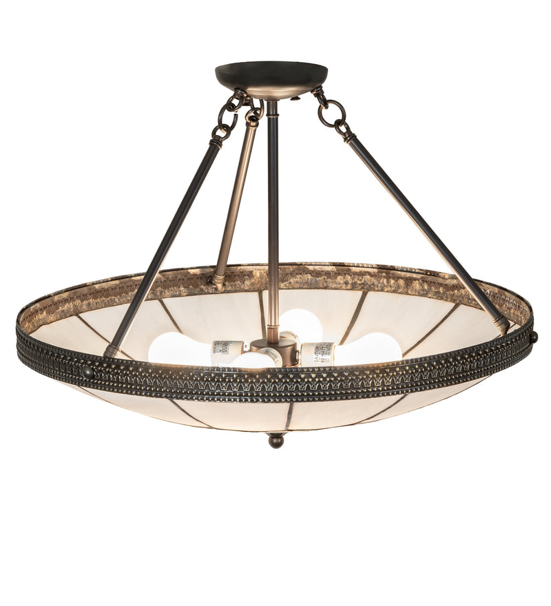 Meyda Tiffany 284297 Four Light Semi-Flushmount, Highlighted Craftsman Brown