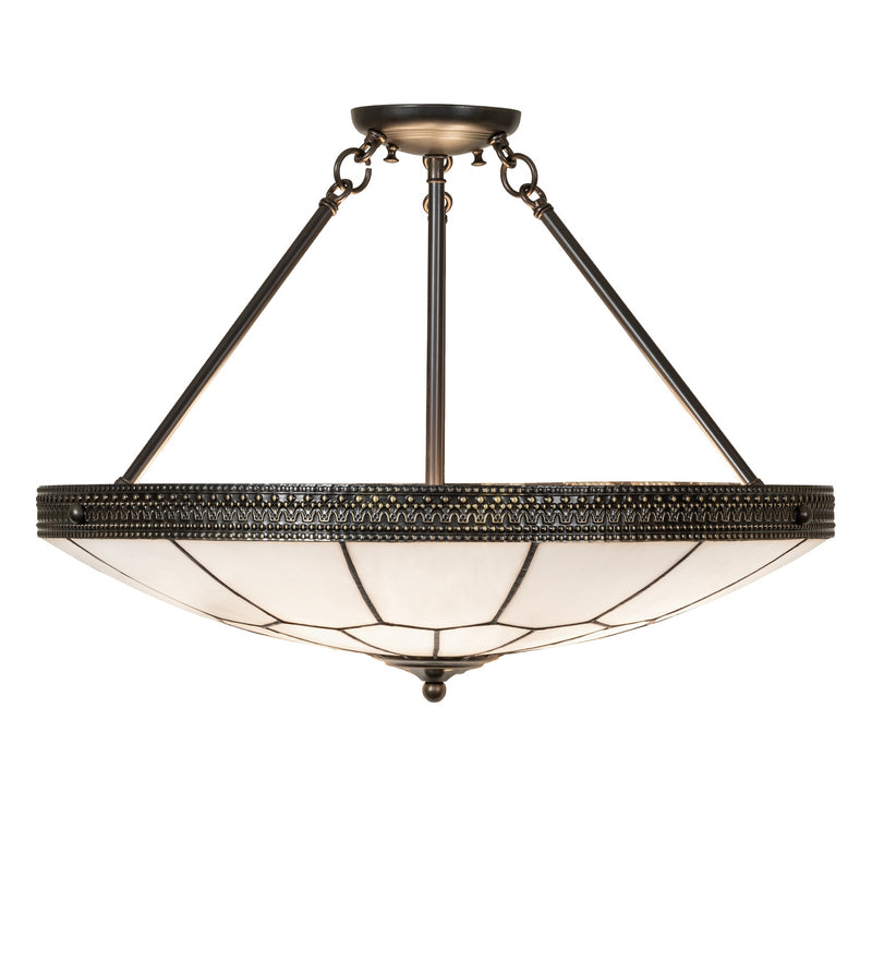Meyda Tiffany 284297 Four Light Semi-Flushmount, Highlighted Craftsman Brown