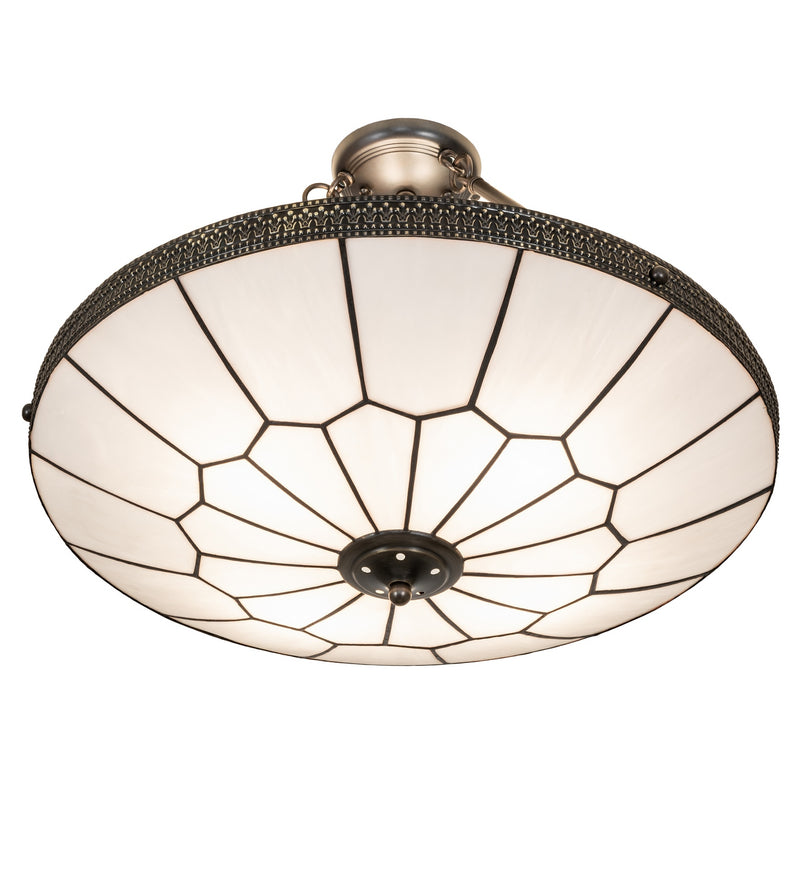 Meyda Tiffany 284297 Four Light Semi-Flushmount, Highlighted Craftsman Brown