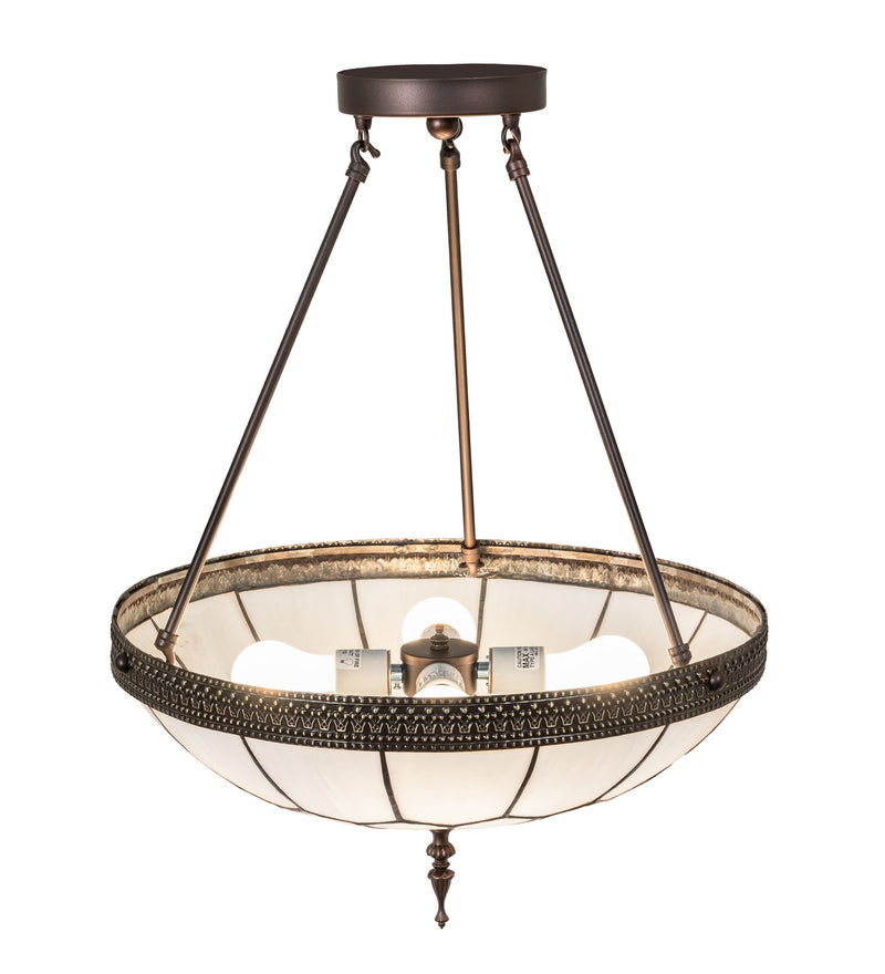 Meyda Tiffany 284462 Four Light Semi-Flushmount, Mahogany Bronze & Craftsman Brown Highlighted