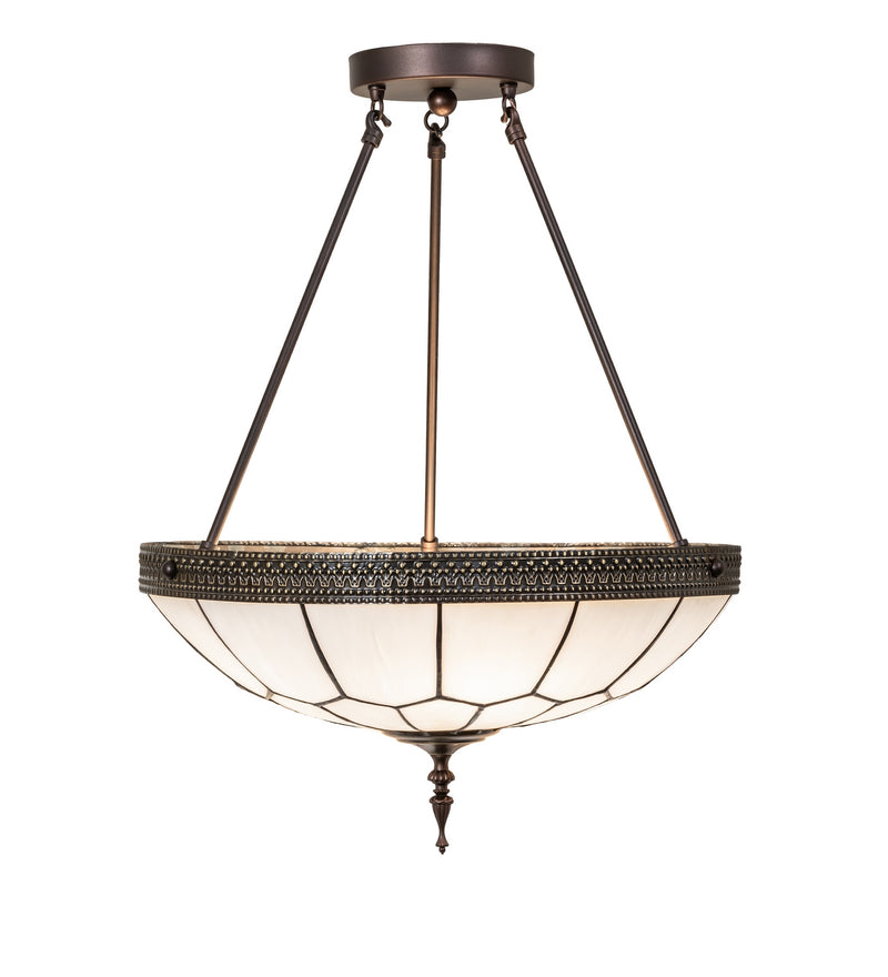 Meyda Tiffany 284462 Four Light Semi-Flushmount, Mahogany Bronze & Craftsman Brown Highlighted