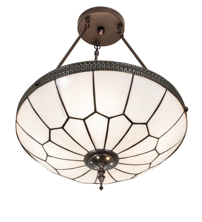 Meyda Tiffany 284462 Four Light Semi-Flushmount, Mahogany Bronze & Craftsman Brown Highlighted