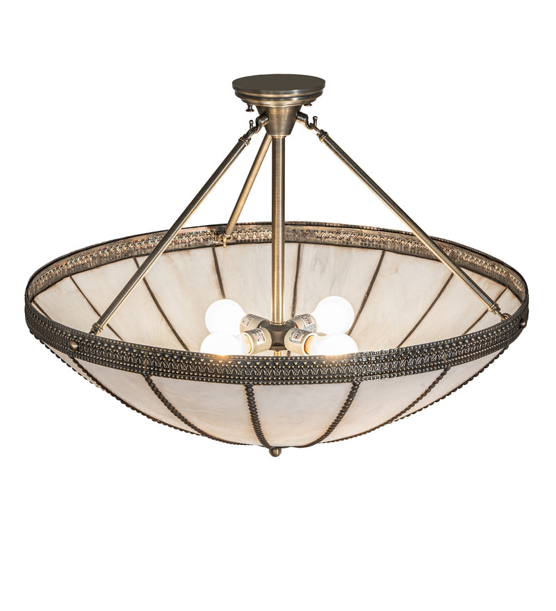 Meyda Tiffany 284691 Four Light Semi-Flushmount, Antique Brass