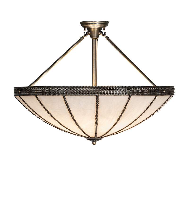 Meyda Tiffany 284691 Four Light Semi-Flushmount, Antique Brass