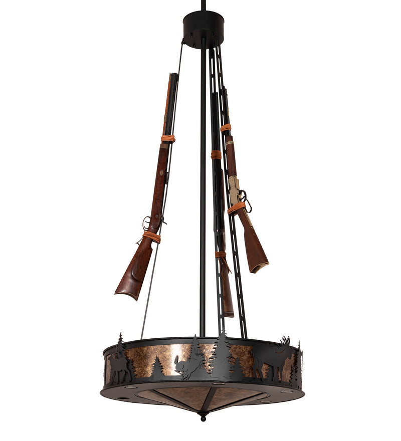 Meyda Tiffany 284951 12 Light Pendant, Black Satin Wrought Iron