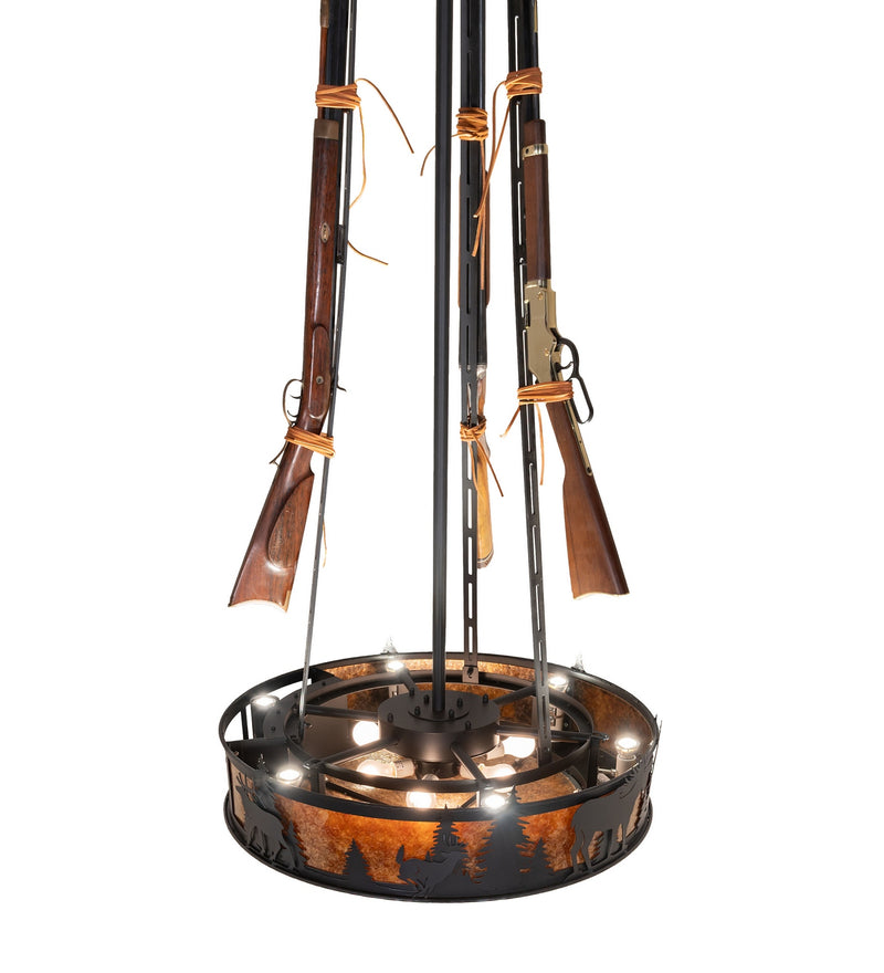 Meyda Tiffany 284951 12 Light Pendant, Black Satin Wrought Iron