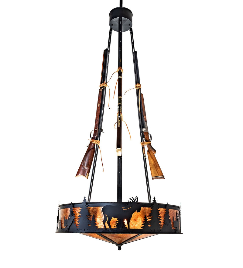 Meyda Tiffany 284951 12 Light Pendant, Black Satin Wrought Iron