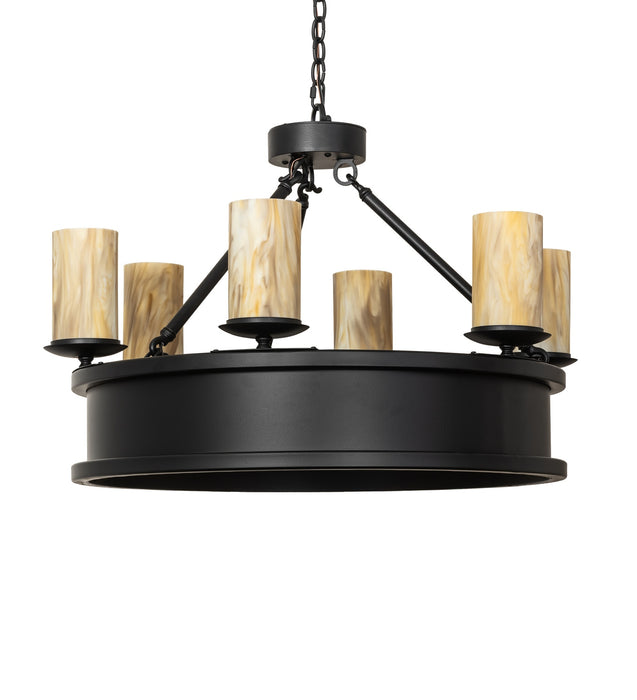 Meyda Tiffany 285462 Six Light Pendant, Black Satin Wrought Iron