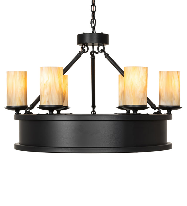 Meyda Tiffany 285462 Six Light Pendant, Black Satin Wrought Iron