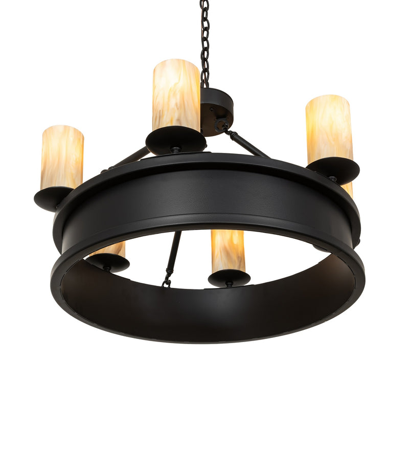 Meyda Tiffany 285462 Six Light Pendant, Black Satin Wrought Iron