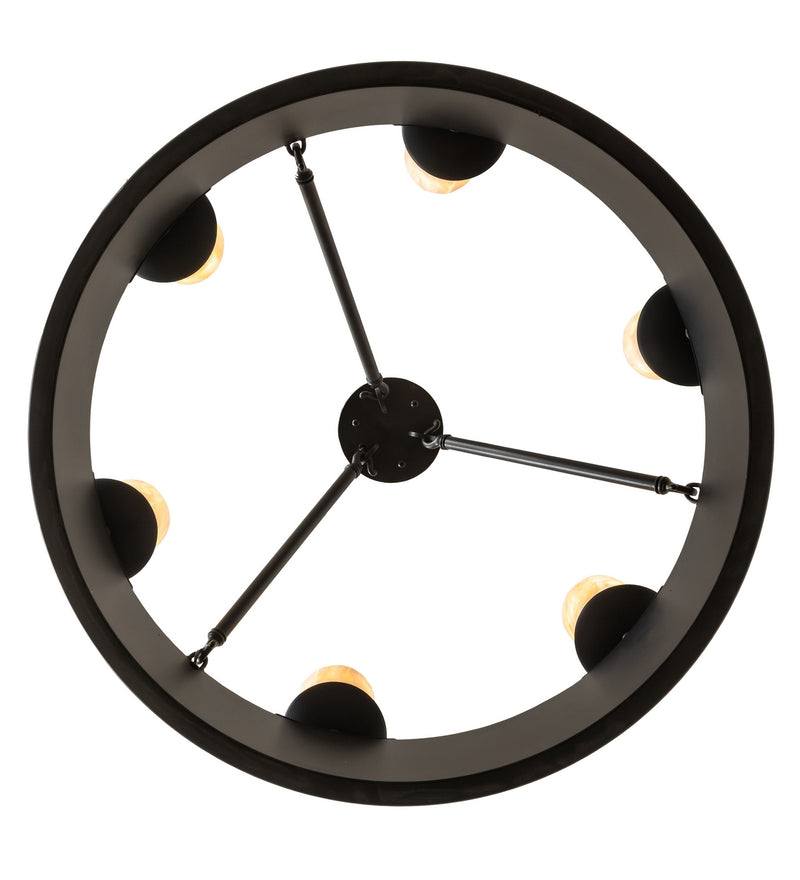 Meyda Tiffany 285462 Six Light Pendant, Black Satin Wrought Iron