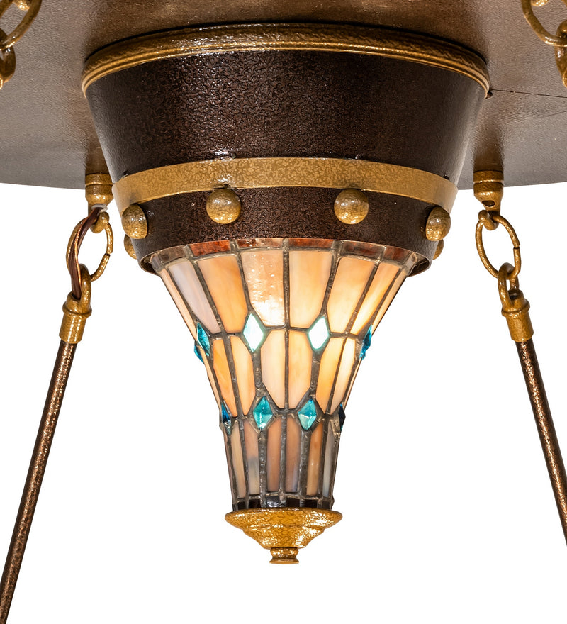 Meyda Tiffany 285573 Ten Light Semi-Flushmount, Copper Vein & Nu Gold