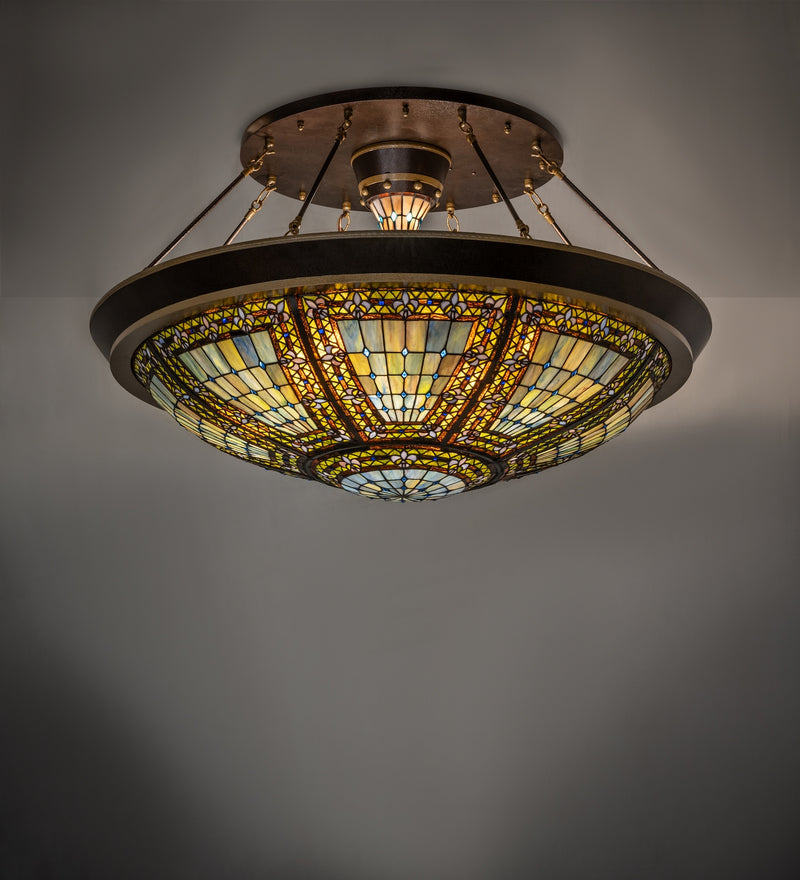 Meyda Tiffany 285573 Ten Light Semi-Flushmount, Copper Vein & Nu Gold