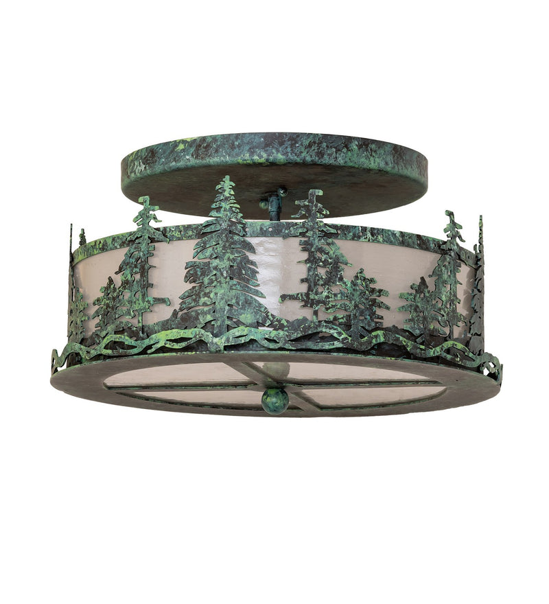 Meyda Tiffany 284141 Two Light Flushmount, Handpainted Craftsman Verdigris