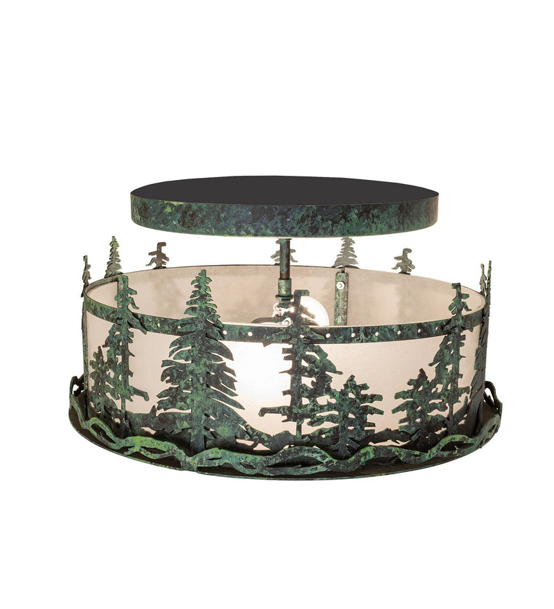 Meyda Tiffany 284141 Two Light Flushmount, Handpainted Craftsman Verdigris