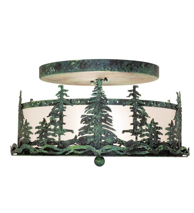 Meyda Tiffany 284141 Two Light Flushmount, Handpainted Craftsman Verdigris
