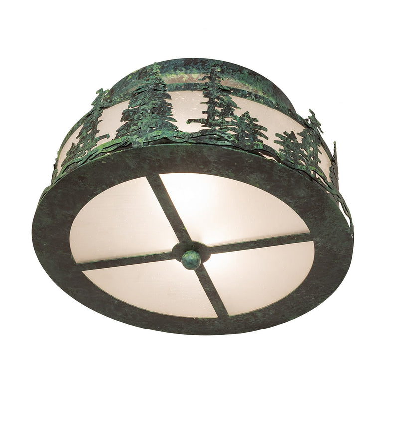 Meyda Tiffany 284141 Two Light Flushmount, Handpainted Craftsman Verdigris