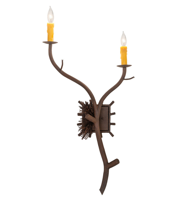 Meyda Tiffany 284433 Two Light Wall Sconce, Distressed Chestnut
