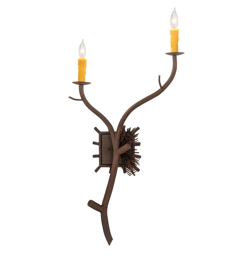 Meyda Tiffany 284434 Two Light Wall Sconce, Distressed Chestnut