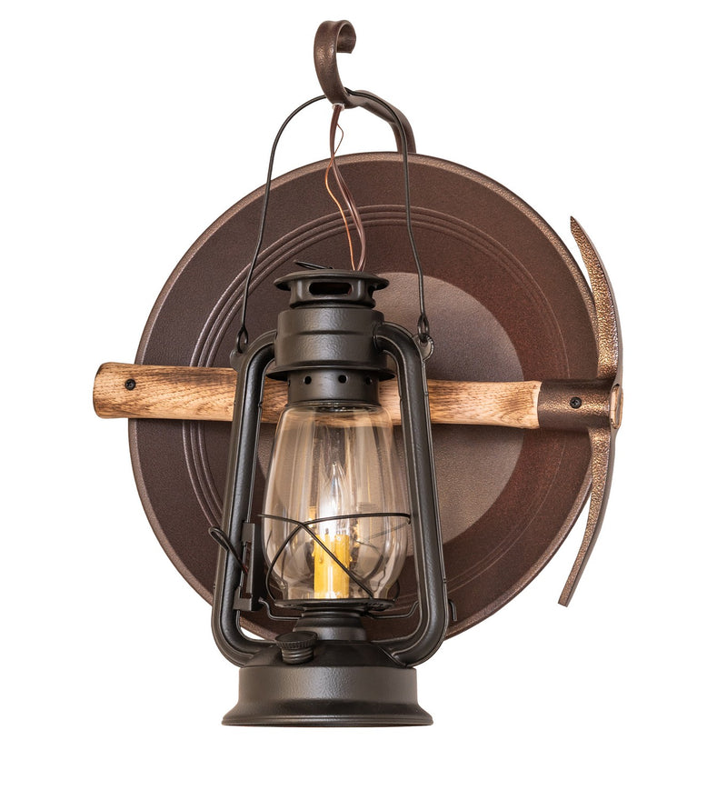 Meyda Tiffany 285730 One Light Wall Sconce, Black Satin Wrought Iron & Distressed Rust