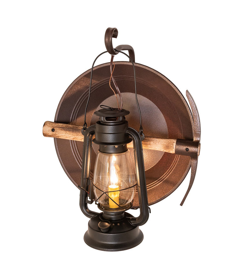 Meyda Tiffany 285730 One Light Wall Sconce, Black Satin Wrought Iron & Distressed Rust