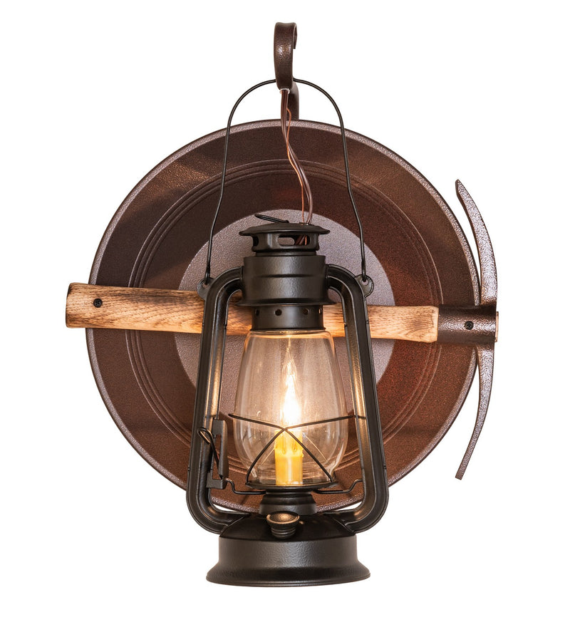 Meyda Tiffany 285730 One Light Wall Sconce, Black Satin Wrought Iron & Distressed Rust