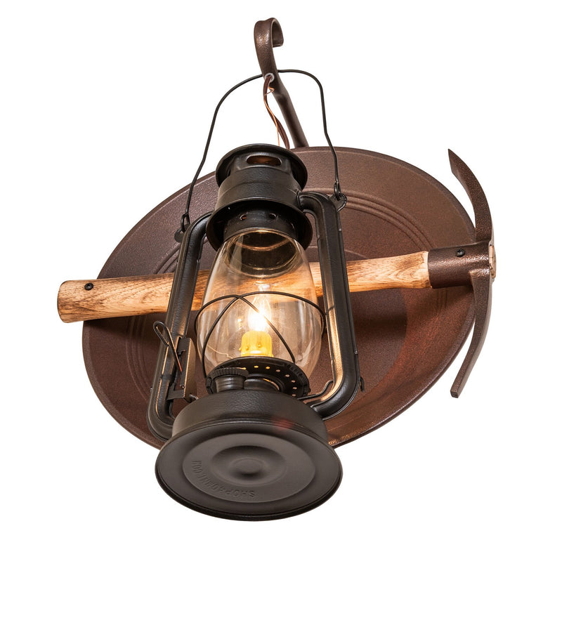 Meyda Tiffany 285730 One Light Wall Sconce, Black Satin Wrought Iron & Distressed Rust
