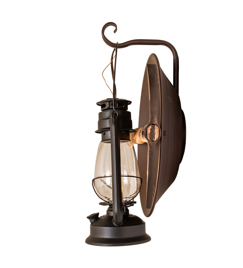 Meyda Tiffany 285730 One Light Wall Sconce, Black Satin Wrought Iron & Distressed Rust