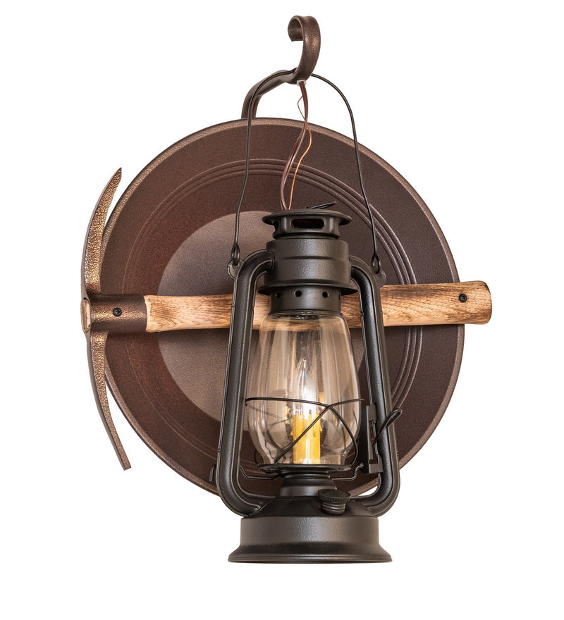 Meyda Tiffany 288031 One Light Wall Sconce, Black Satin Wrought Iron & Distressed Rust