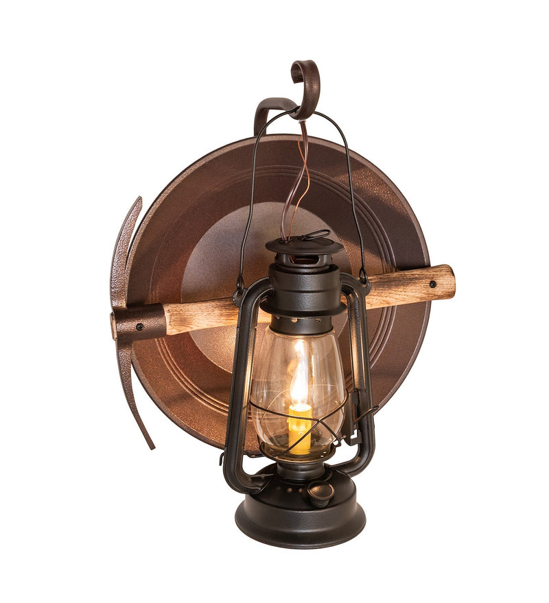 Meyda Tiffany 288031 One Light Wall Sconce, Black Satin Wrought Iron & Distressed Rust