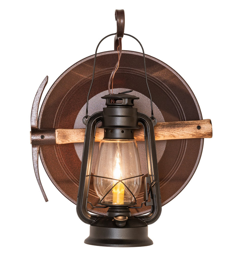 Meyda Tiffany 288031 One Light Wall Sconce, Black Satin Wrought Iron & Distressed Rust