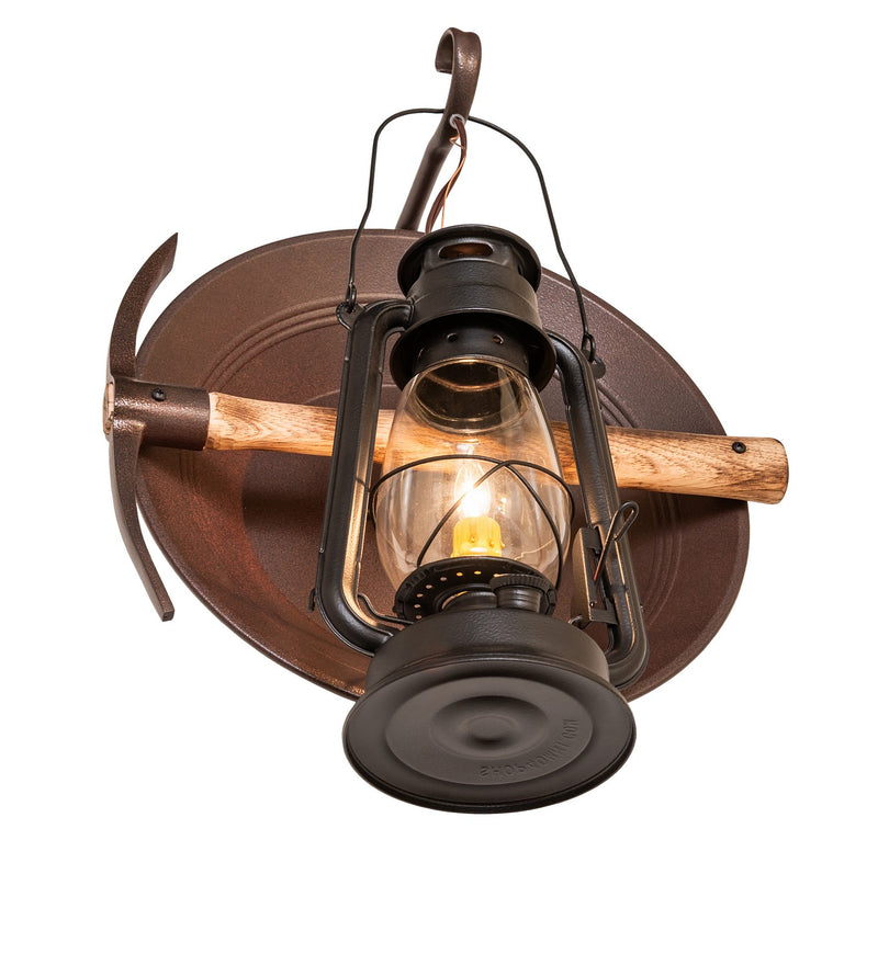 Meyda Tiffany 288031 One Light Wall Sconce, Black Satin Wrought Iron & Distressed Rust