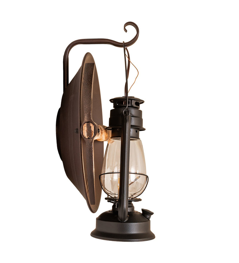 Meyda Tiffany 288031 One Light Wall Sconce, Black Satin Wrought Iron & Distressed Rust