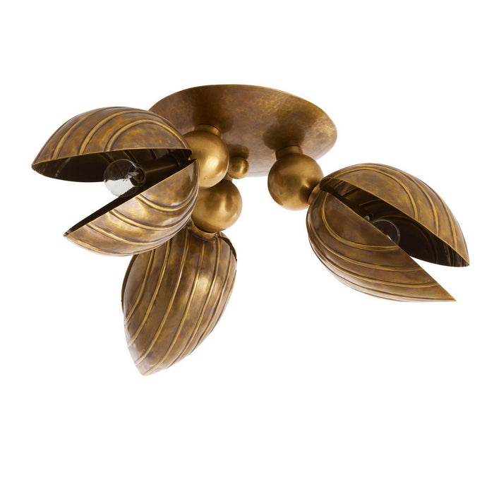 Arteriors DFI11 Three Light Flush Mount, Vintage Brass